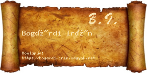 Bogárdi Irén névjegykártya